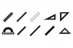 Ruler measure icons set, simple style Product Image 1