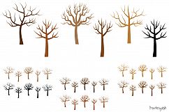 Bare tree silhouette clipart, Leafless tree clip art Product Image 1