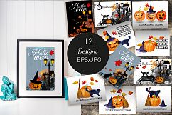 Halloween watercolor and vector Product Image 4