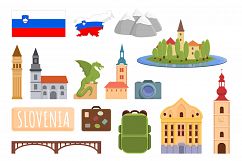 Slovenia icons set, cartoon style Product Image 1