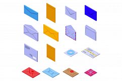 Envelope icons set, isometric style Product Image 1