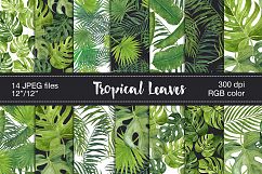 Tropical leaves digital paper Product Image 1