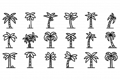 Palm icons set, outline style Product Image 1