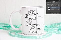 4 Mug Bundle Mockup white ceramic coffee cup mock up spring Easter mugs psd smart object Product Image 5