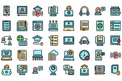 Online training icons set vector flat Product Image 1