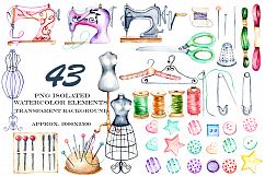 Sewing. Watercolor clipart Product Image 5