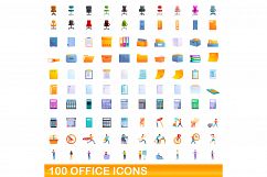100 office icons set, cartoon style Product Image 1