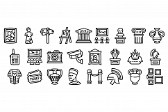 Museum icons set, outline style Product Image 1