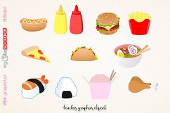 Fast food clipart, cute kawaii dinner clipart and digital stamps. png graphics clip art set for planner stickers, scraps or digital planning. Product Image 3