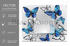 Square Banner with Blue Butterflies Product Image 1