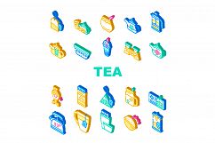 Tea Healthy Drink Collection Icons Set Vector Product Image 1