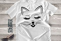 Halloween cat face svg, eyelashes svg, cat head svg, cat svg Product Image 1