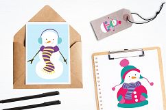 Colorful Snowmans graphics and illustrations Product Image 4