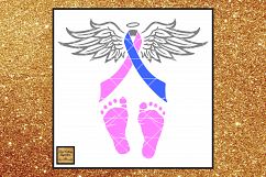 Pregnancy, Infant &amp; Child Loss Awareness Ribbon Angel SVG Product Image 1