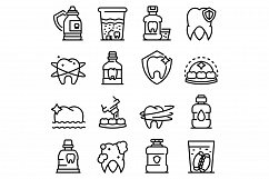 Tooth rinse icons set, outline style Product Image 1