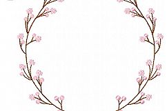 Sakura Floral Wreath Font Frame Monogram Design - EMBROIDERY DESIGN FILE - Instant download - Vp3 Hus Dst Jef Pes formats hoop 4x4 5x7 6x10 Product Image 3