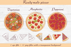 Pizza Doodles set. Vector elements and seamless patterns. Product Image 4