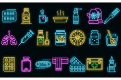 Flu sick icons set vector neon Product Image 1