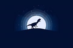 TRex Jurassic Night Scene Illustration Product Image 1