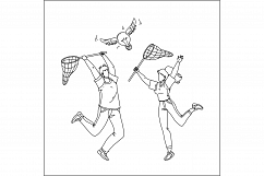 Catching Idea With Net Man And Woman People Vector Product Image 1