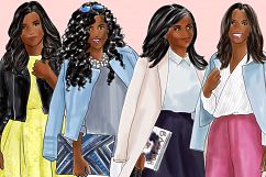 Fashion illustration clipart - Fashion Girls 21 - Dark Skin Product Image 3