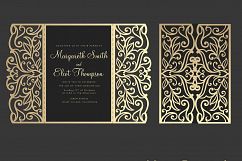 Gate fold wedding invitation , 5x7, Cricut Template, Quinceanera card - SVG, DXF, Cricut, Silhouette Cameo Product Image 1