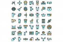 Sewerage icons set vector flat Product Image 1