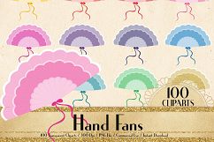100 Hand Fan Clip Arts, Princess Fans, Antique European Fans Product Image 1