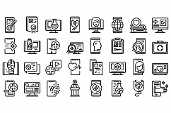 Telemedicine icons set, outline style Product Image 1