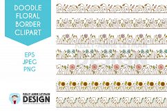 Doodle Floral Digital Border clipart Product Image 1