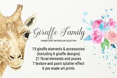 Watercolor giraffe portrait, giraffe family clipart Product Image 6
