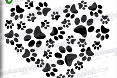 Paws Print Heart -Paw Print SVG - Paw Prints pattern - Paws Product Image 1