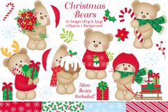 Christmas clipart, Christmas Bear graphics &amp; illustrations Product Image 1