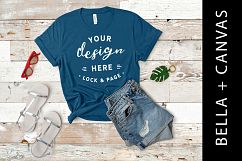 Teal Bella Canvas 3001 TShirt Mockup Womens Apparel Flat Lay Product Image 1