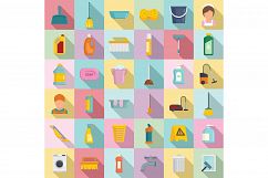 Cleaning services icons set, flat style Product Image 1