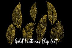 Gold Foil Feather Clip Art, 22 Transparent PNG Files Product Image 2