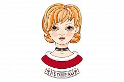 Redhead Girl. Avatar. Colorful/ Black and white. Eps/Ai/Jpeg/Png Product Image 3