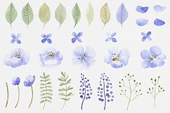 Violet flowers. Watercolor collection. Product Image 2