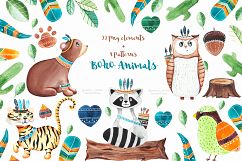 Summer Boho animals clipartpat and patterns design Product Image 1