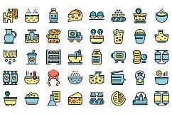 Cheese production icons set vector flat Product Image 1