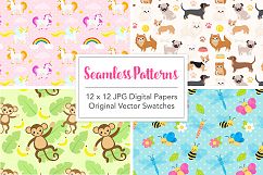 Cute Baby Animals Clip art Graphics and Digital Papers Patterns Bundle Product Image 4