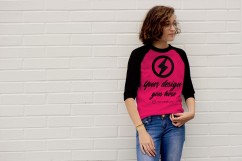 Raglan Tee Photoshop Mock Up with Teen Model Product Image 2
