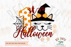 1st Halloween cat in witch hat in SVG,DXF,PNG, EPS formats Product Image 1