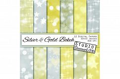 Gold and Silver Bokeh Digital Paper Product Image 1