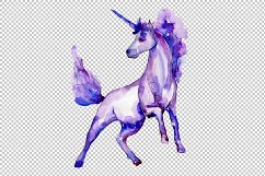 Cute colorful unicorn horses PNG watercolor set Product Image 3