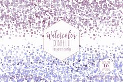 WATERCOLOR CONFETTI BORDER Clipart Commercial Use Confetti Transparent Overlays Mint Purple Pink Party Wedding Invitation Graphics Product Image 5