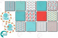 BABY ELEPHANT BUNDLE! 53 cliparts, graphics and illustrations and Patterns AMB-2273 Product Image 2