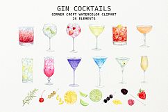 Watercolor Gin Cocktail Illustration and Prints Product Image 2