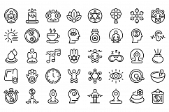 Spiritual practices icons set, outline style Product Image 1