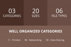 111 Networking &amp; Printers Flat Greyscale Icons Product Image 3